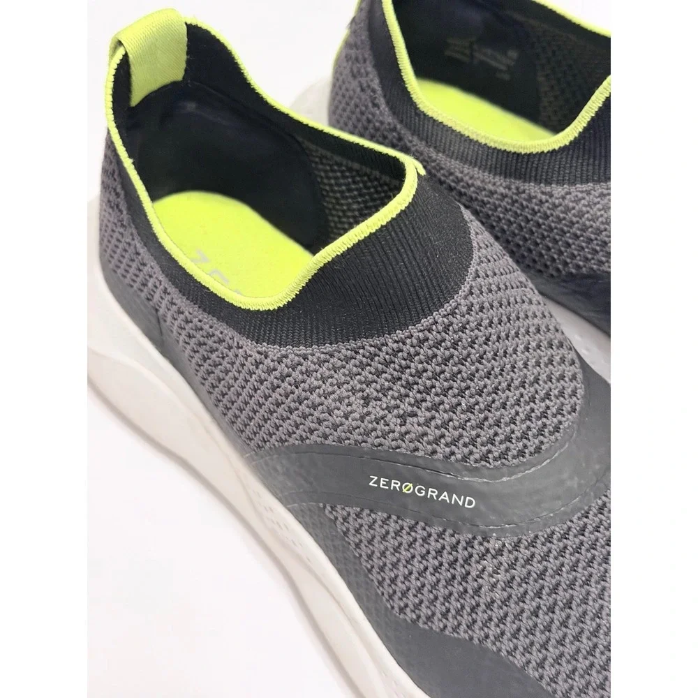 Cole Haan Zerogrand Women 9B Gray Neon Green Knit Slip On Sneakers W21296